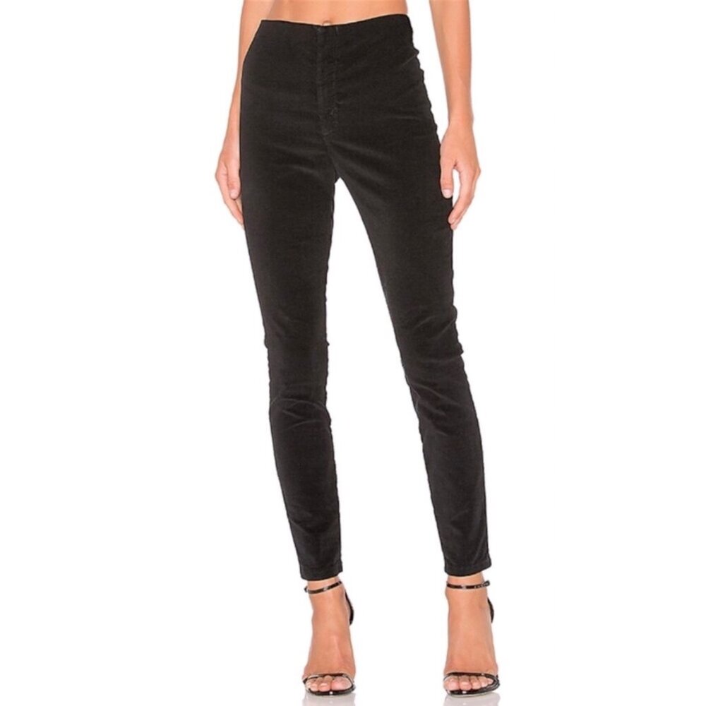 Mother‎ High Waisted Seamless Looker Pants Skinny Charcoal Chic Corduroy Size 24